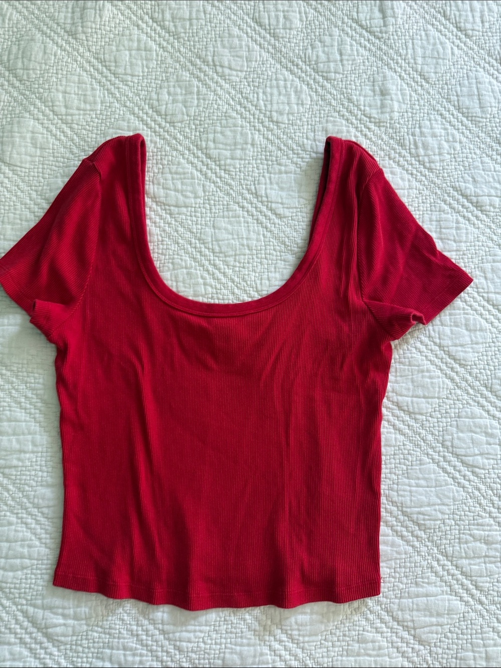 Universal Thread Red Scoop Neck Ribbed Top Size Large - Picture 6 of 9
